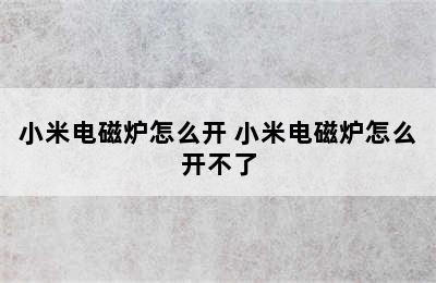 小米电磁炉怎么开 小米电磁炉怎么开不了